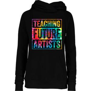 Teaching Future Artists Retro Teacher Womens Funnel Neck Pullover Hood