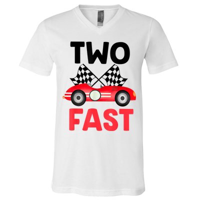Two Fast Birthday Shirt 2 Fast 2 Curious Decorations 2nd V-Neck T-Shirt