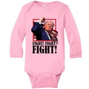 Trump Fist Bump 2024 President Red Baby Long Sleeve Bodysuit