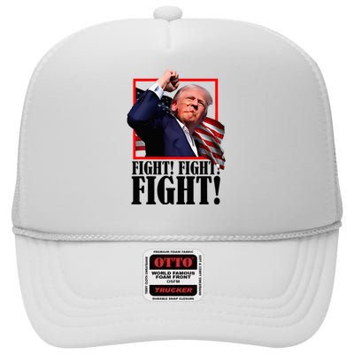 Trump Fist Bump 2024 President Red High Crown Mesh Back Trucker Hat