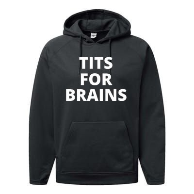 Tits For Brains, Funny Tits Quote, Cool Tits Feminist Idea Performance Fleece Hoodie