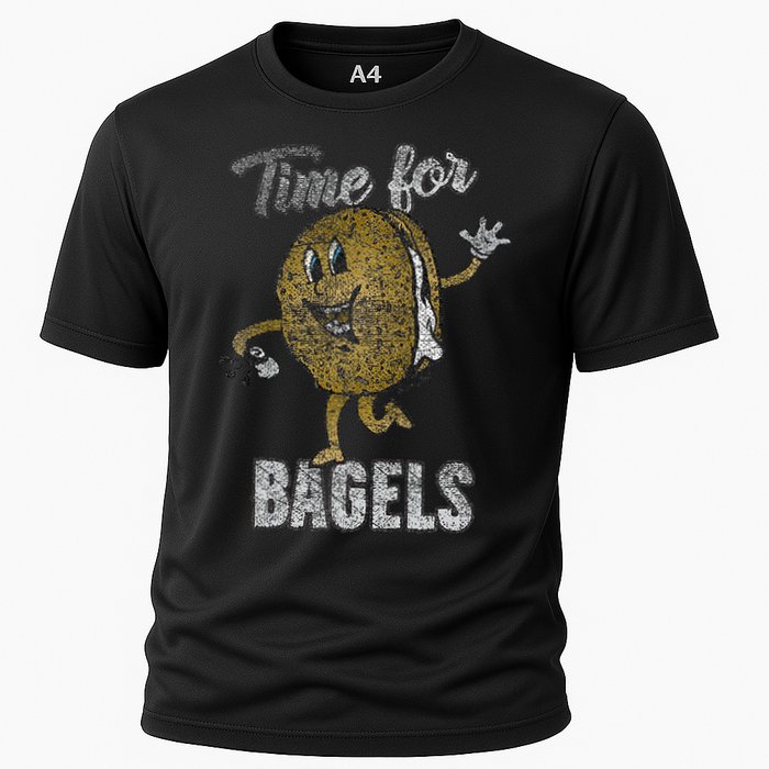 Time For Bagels Breakfast Food Cooling Performance Crew T-Shirt