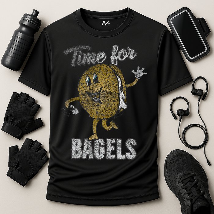 Time For Bagels Breakfast Food Cooling Performance Crew T-Shirt