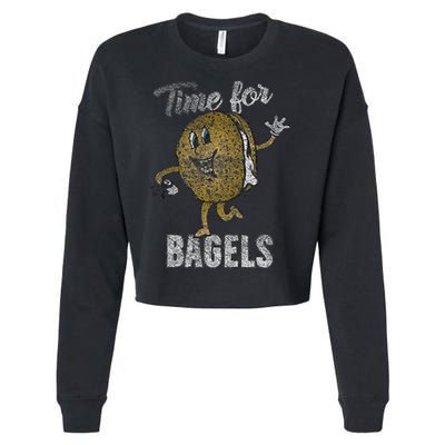 Time For Bagels Breakfast Food Cropped Pullover Crew