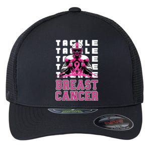 Tackle Football Breast Cancer Awareness Ribbon Flexfit Unipanel Trucker Cap