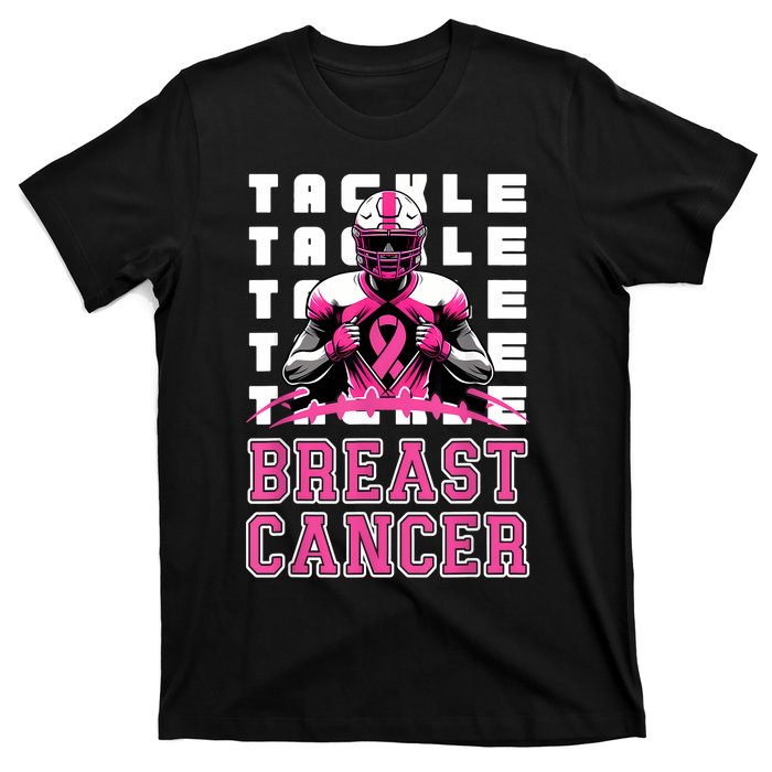 Tackle Football Breast Cancer Awareness Ribbon T-Shirt