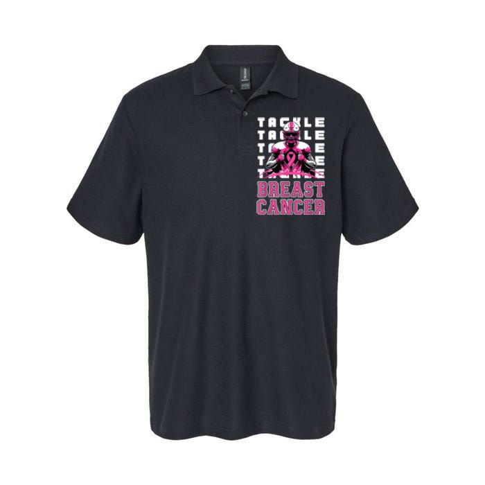 Tackle Football Breast Cancer Awareness Ribbon Softstyle Adult Sport Polo