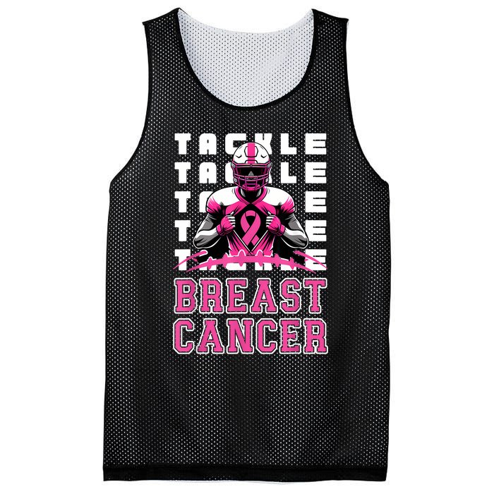 Tackle Football Breast Cancer Awareness Ribbon Mesh Reversible Basketball Jersey Tank