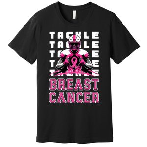 Tackle Football Breast Cancer Awareness Ribbon Premium T-Shirt