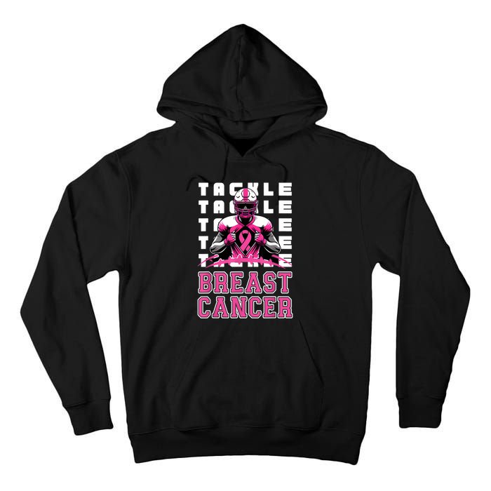 Tackle Football Breast Cancer Awareness Ribbon Tall Hoodie