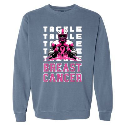 Tackle Football Breast Cancer Awareness Ribbon Garment-Dyed Sweatshirt