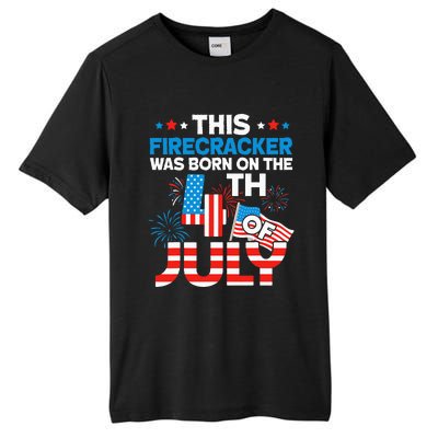 This Firecracker Born on 4th Of July Patriotic Birthday Tall Fusion ChromaSoft Performance T-Shirt