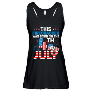 This Firecracker Born on 4th Of July Patriotic Birthday Ladies Essential Flowy Tank