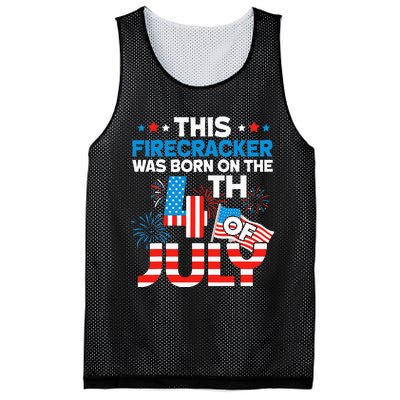 This Firecracker Born on 4th Of July Patriotic Birthday Mesh Reversible Basketball Jersey Tank