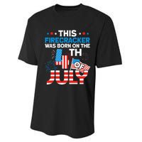 This Firecracker Born on 4th Of July Patriotic Birthday Performance Sprint T-Shirt