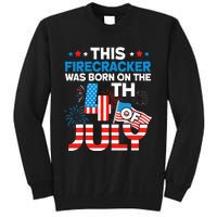 This Firecracker Born on 4th Of July Patriotic Birthday Tall Sweatshirt