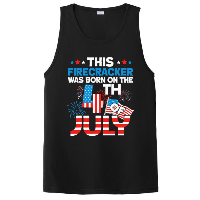 This Firecracker Born on 4th Of July Patriotic Birthday PosiCharge Competitor Tank