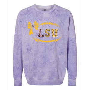 Tiger Football Bow Patterned Letter Logo Colorblast Crewneck Sweatshirt