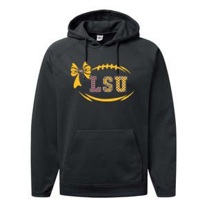 Tiger Football Bow Patterned Letter Logo Performance Fleece Hoodie