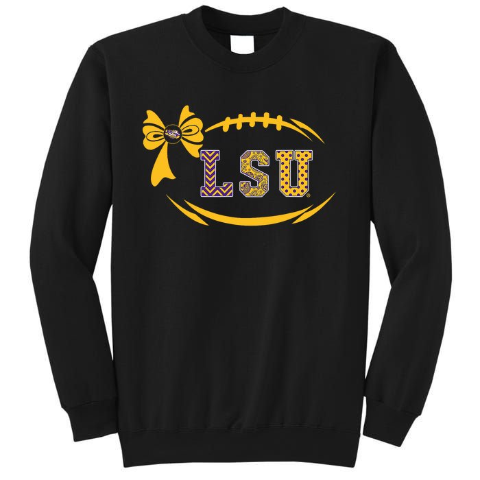 Tiger Football Bow Patterned Letter Logo Sweatshirt