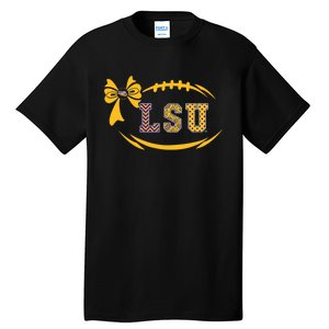 Tiger Football Bow Patterned Letter Logo Tall T-Shirt