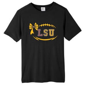 Tiger Football Bow Patterned Letter Logo Tall Fusion ChromaSoft Performance T-Shirt