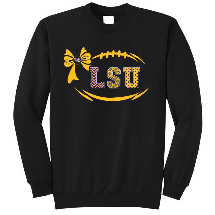 Tiger Football Bow Patterned Letter Logo Tall Sweatshirt