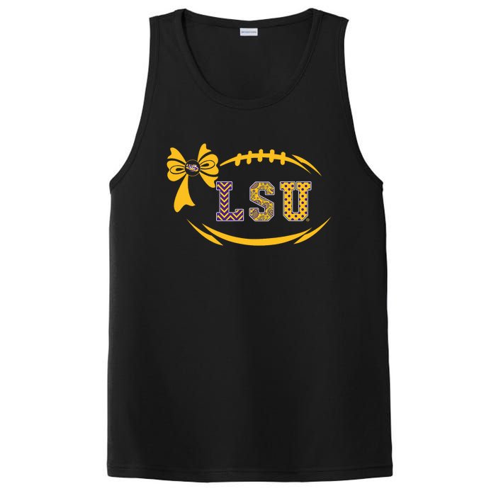 Tiger Football Bow Patterned Letter Logo PosiCharge Competitor Tank