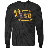 Tiger Football Bow Patterned Letter Logo Tie-Dye Long Sleeve Shirt