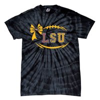 Tiger Football Bow Patterned Letter Logo Tie-Dye T-Shirt