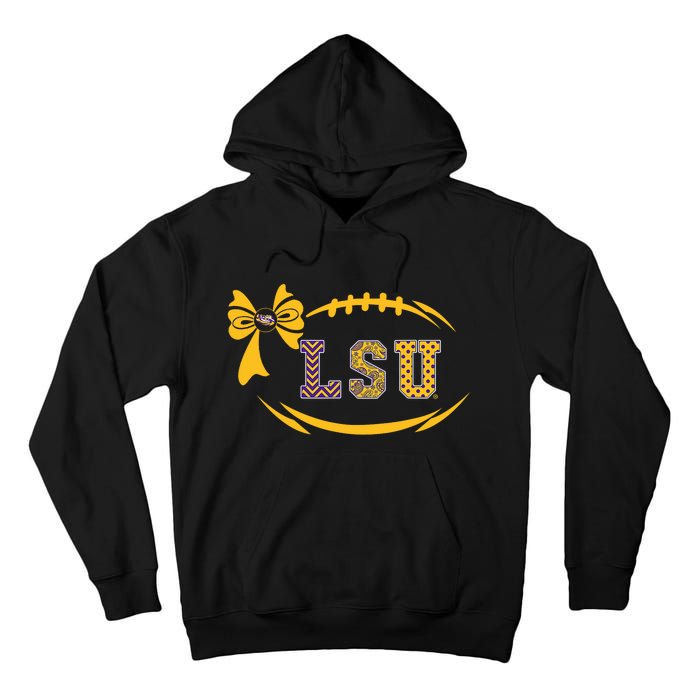 Tiger Football Bow Patterned Letter Logo Tall Hoodie