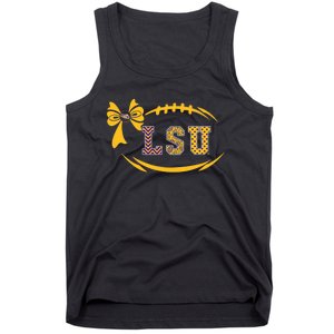 Tiger Football Bow Patterned Letter Logo Tank Top