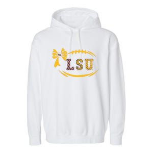 Tiger Football Bow Patterned Letter Logo Garment-Dyed Fleece Hoodie