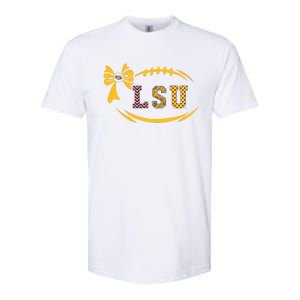 Tiger Football Bow Patterned Letter Logo Softstyle CVC T-Shirt