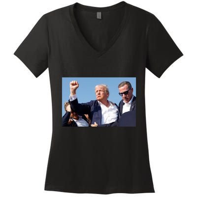 Trump Fist Bump Front And Back CanT Be Killed! Design Women's V-Neck T-Shirt
