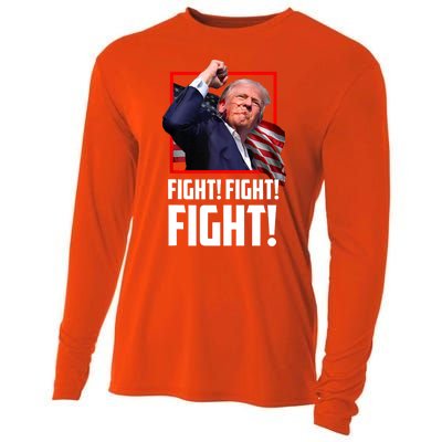 Trump Face Blood Fight Fight Fight Shot Assassination Attempt 2024 Cooling Performance Long Sleeve Crew