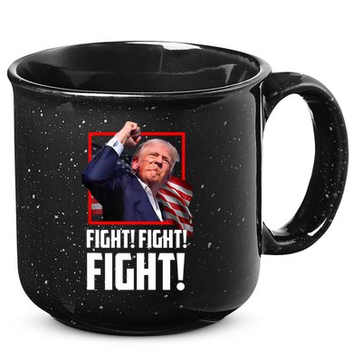 Trump Face Blood Fight Fight Fight Shot Assassination Attempt 2024 15oz Campfire Ceramic Mug