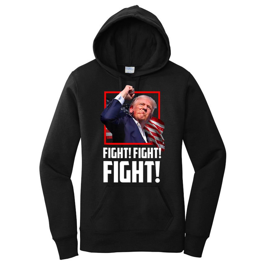 Trump Face Blood Fight Fight Fight Shot Assassination Attempt 2024 Women's Pullover Hoodie