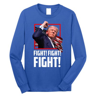 Trump Face Blood Fight Fight Fight Shot Assassination Attempt 2024 Long Sleeve Shirt