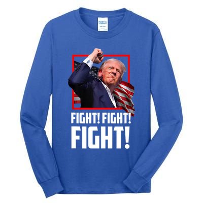 Trump Face Blood Fight Fight Fight Shot Assassination Attempt 2024 Tall Long Sleeve T-Shirt