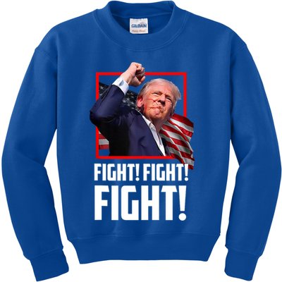 Trump Face Blood Fight Fight Fight Shot Assassination Attempt 2024 Kids Sweatshirt