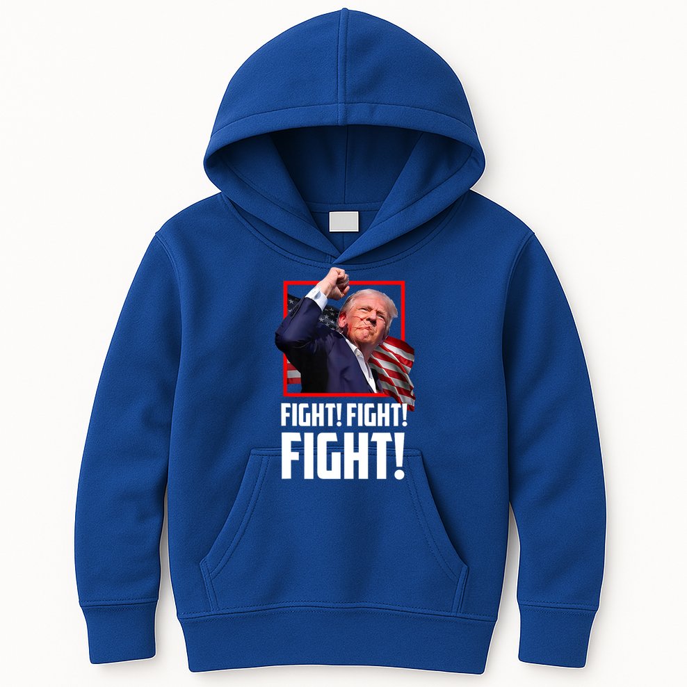 Trump Face Blood Fight Fight Fight Shot Assassination Attempt 2024 Kids Hoodie