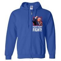 Trump Face Blood Fight Fight Fight Shot Assassination Attempt 2024 Full Zip Hoodie