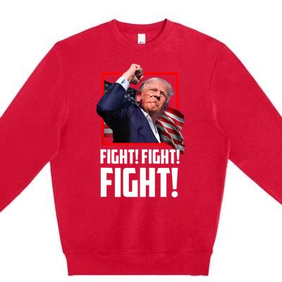 Trump Face Blood Fight Fight Fight Shot Assassination Attempt 2024 Premium Crewneck Sweatshirt