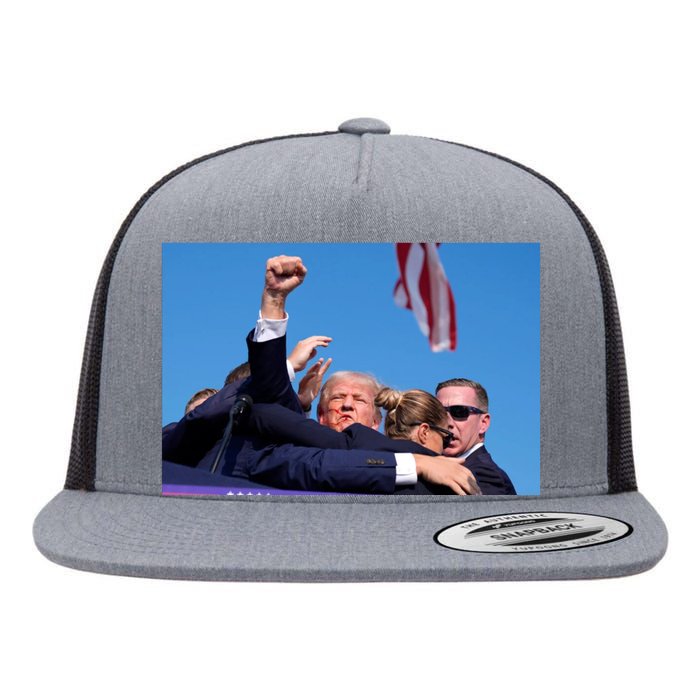 Trump Fist Bump Front And Back Fight Fight Fight! Design 2024 Flat Bill Trucker Hat