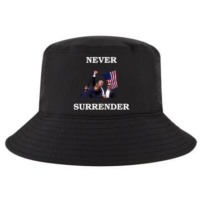 Trump Fist Bump In Air Never Surrender 2024 Cool Comfort Performance Bucket Hat