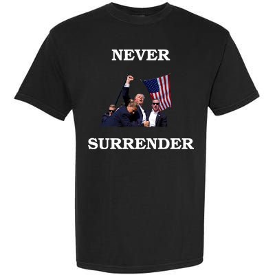 Trump Fist Bump In Air Never Surrender 2024 Garment-Dyed Heavyweight T-Shirt