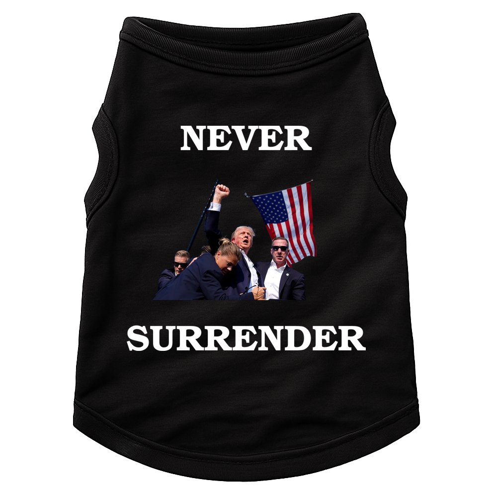 Trump Fist Bump In Air Never Surrender 2024 Doggie Tank