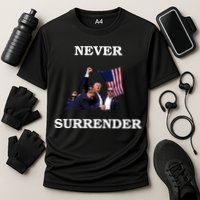 Trump Fist Bump In Air Never Surrender 2024 Cooling Performance Crew T-Shirt