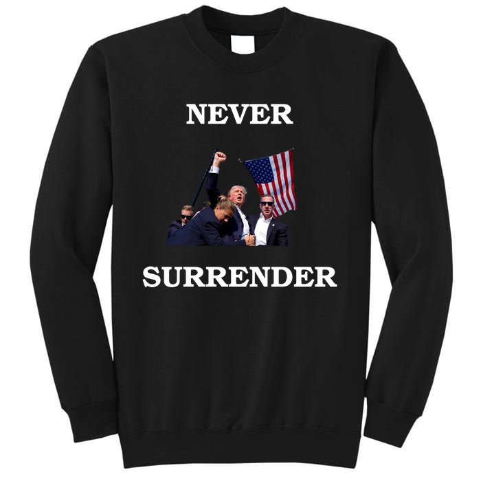 Trump Fist Bump In Air Never Surrender 2024 Sweatshirt